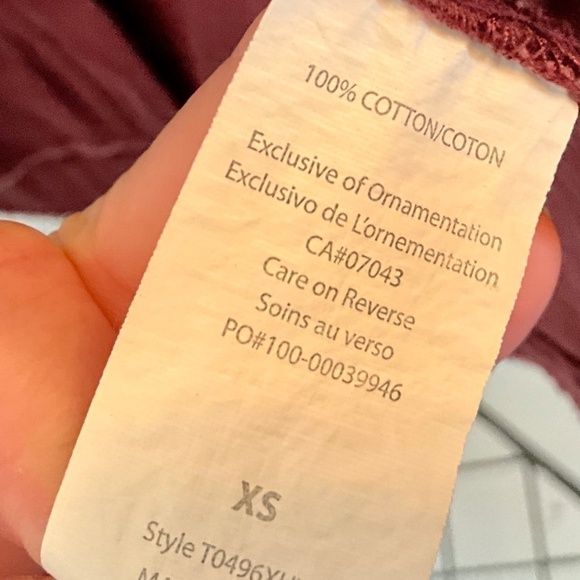 Vintage 1990s/Y2K Burgundy/Red wine Lightweight denim-like cotton Size XS - Picture 8 of 11